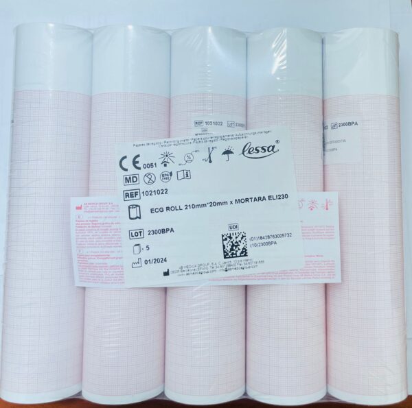PAPEL PARA ELECTROCARDIOGRAMA MONTARA ELI 230 210 MMX 20 MM. LESSA COD. 1021022